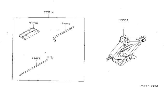 1997 Nissan Sentra Rod Jack Handle Diagram for 99552-F4100