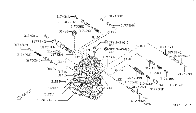 1999 Nissan Sentra Control Valve (ATM) Diagram 7