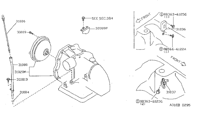 1999 Nissan Sentra Pipe Assy-Oil Charging Diagram for 31080-1M502