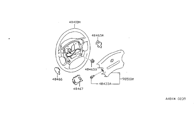 1998 Nissan Sentra Air Bag Driver Side Module Assembly Diagram for J8510-7B001