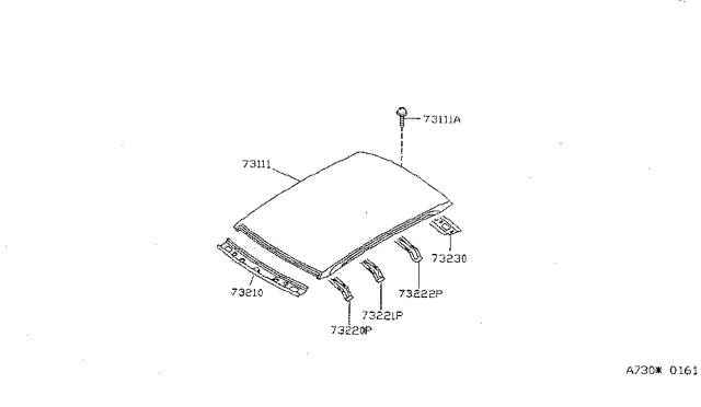 1996 Nissan Sentra Roof Panel & Fitting Diagram