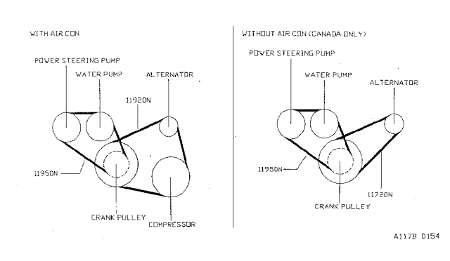 1999 Nissan Sentra Fan,Compressor & Power Steering Belt Diagram 2