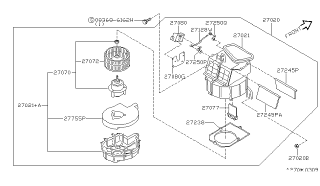 1995 Nissan 240SX Case-Blower Diagram for 27236-70F01