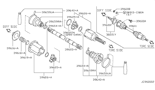 1997 Nissan 240SX Rear Drive Shaft Diagram 1