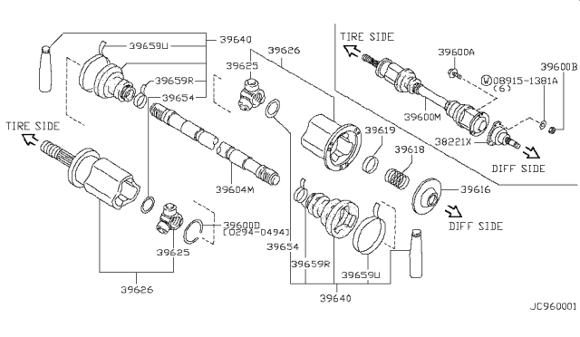 1996 Nissan 240SX Shaft Assembly-Rear Drive,R Diagram for 39600-70T00
