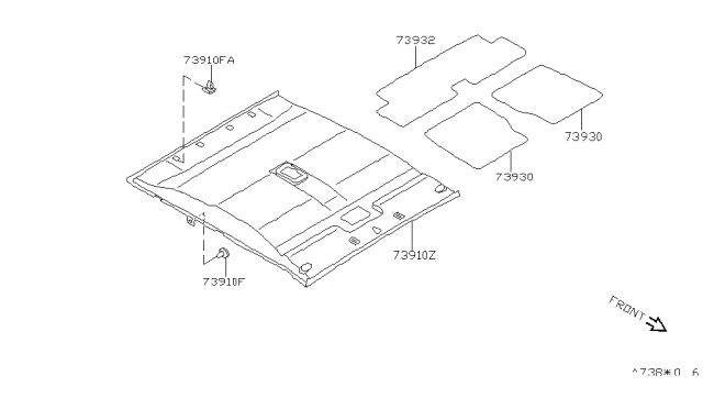 1996 Nissan 240SX Headlining Assembly Diagram for 73910-67F10