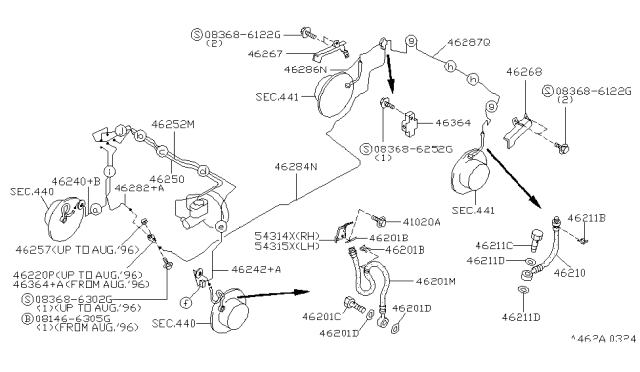 1996 Nissan 240SX Tube Assembly-Brake, Front L Diagram for 46250-72F00