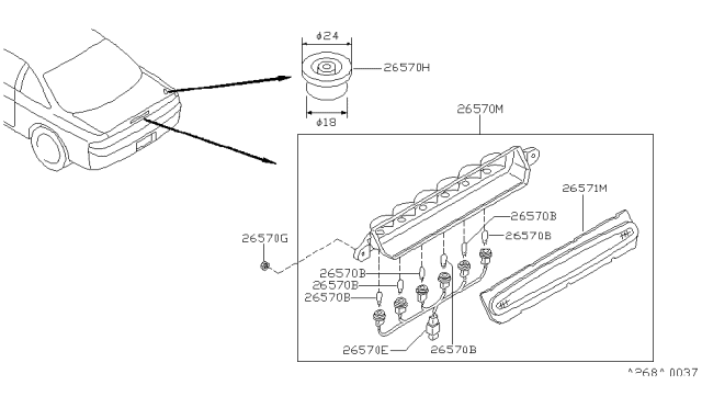 1998 Nissan 240SX Lamp Assembly-Stop Diagram for 26590-65F60