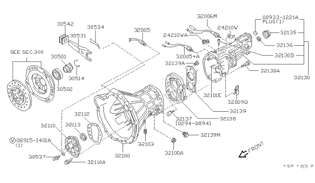 1995 Nissan 240SX Transmission Case & Clutch Release Diagram