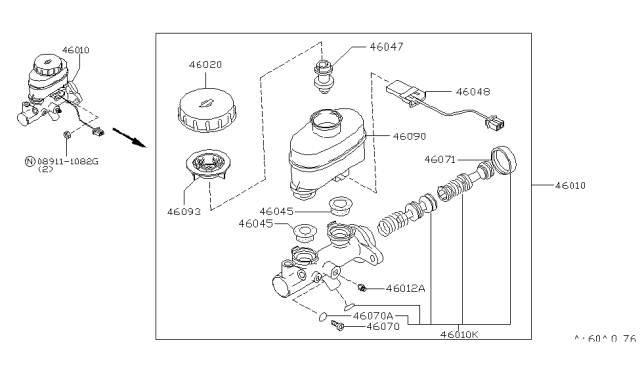 1995 Nissan 240SX Cylinder Brake Master Diagram for 46010-71F21