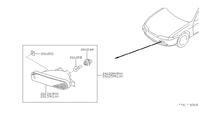 1995 Nissan 240SX Lamp Assembly-Turn Signal,Front LH Diagram for 26135-70F25