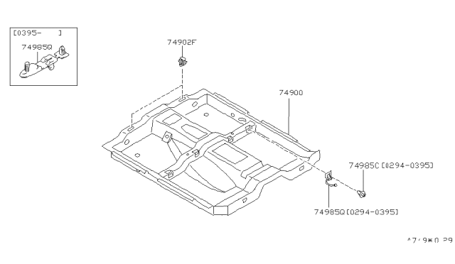 1995 Nissan 240SX Carpet Assy-Floor Diagram for 74902-70F00