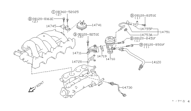 1998 Nissan 240SX EGR Parts Diagram