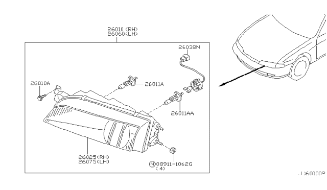 1998 Nissan 240SX Headlamp Diagram