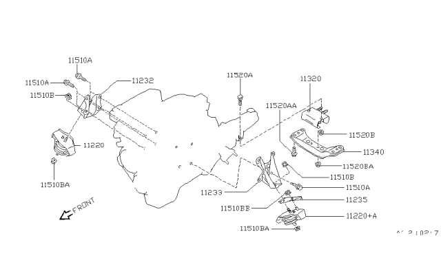 1997 Nissan 240SX Nut Diagram for 01225-00671