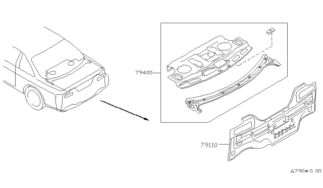 1998 Nissan 240SX Rear Panel Upper Diagram for 79110-70F30