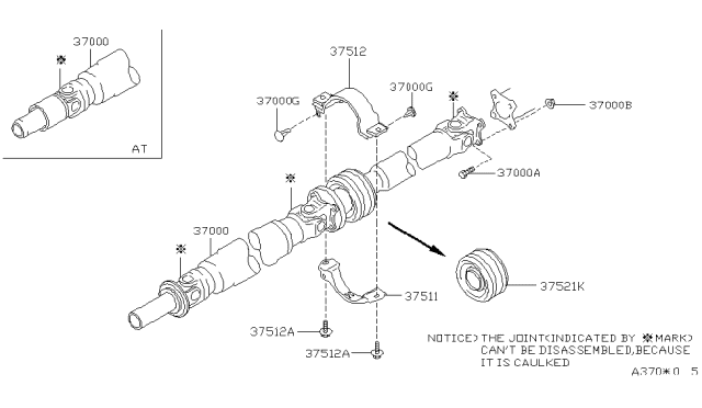 1998 Nissan 240SX Shaft Assembly PROPELLER Diagram for 37000-81F00