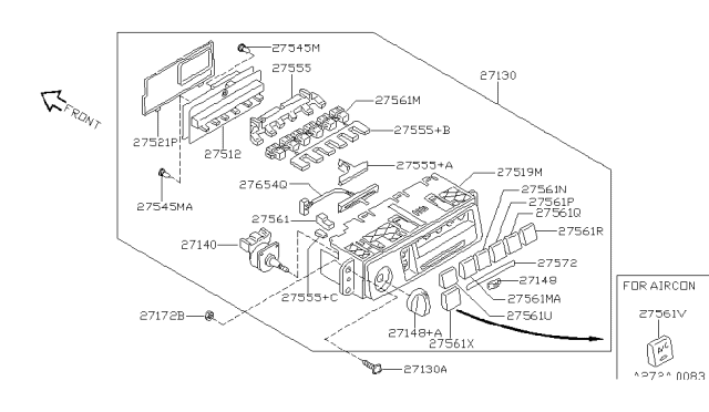 1995 Nissan 240SX Button-Blind Diagram for 27569-70F00