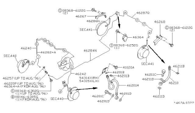 1997 Nissan 240SX Tube Assy-Brake,Front LH Diagram for 46242-70F00