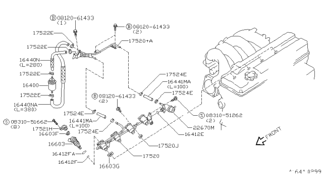 1998 Nissan 240SX Tube Assy-Fuel Diagram for 17520-72F01