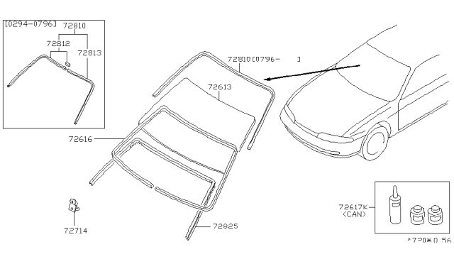 MOULDING SET-WINDSHIELD Diagram for 72750-65F10