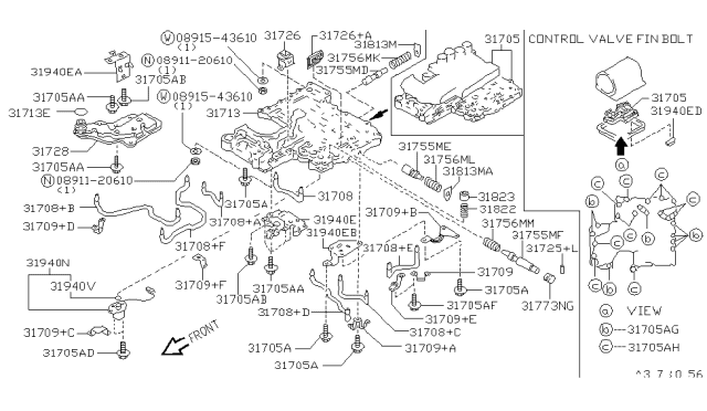 1996 Nissan 240SX Body Control Val Diagram for 31713-41X07