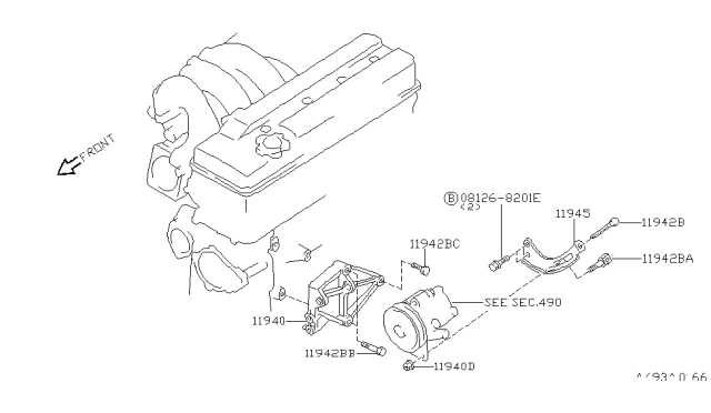 1995 Nissan 240SX Power Steering Pump Mounting Diagram