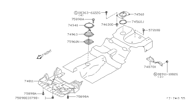 1995 Nissan 240SX Floor Fitting Diagram 1