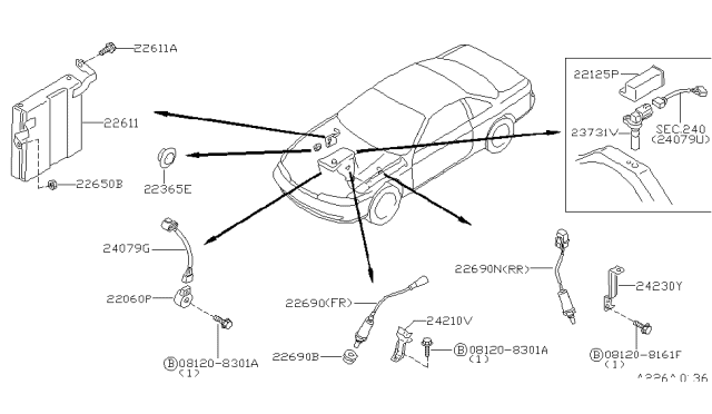 1996 Nissan 240SX Magnet Sensor Assembly Diagram for 23731-1M500