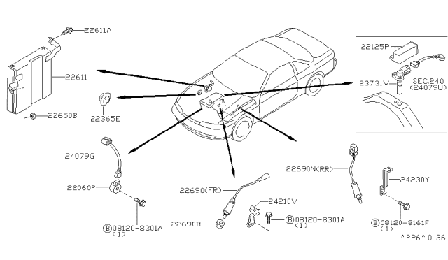 1996 Nissan 240SX Engine Control Module Diagram for 23710-72F13