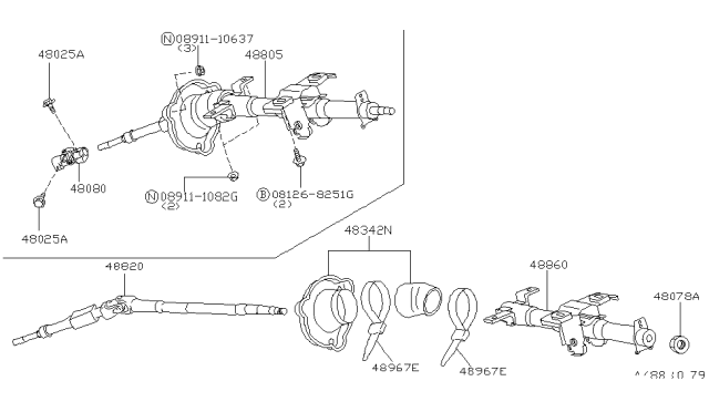 1998 Nissan 240SX Steering Column Diagram 1