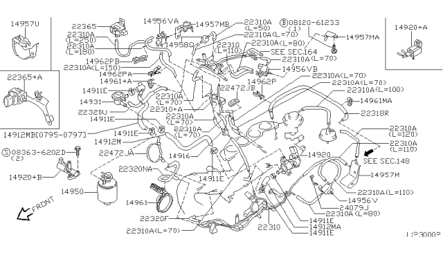 1996 Nissan 240SX Bracket-Valve Diagram for 14957-70F10