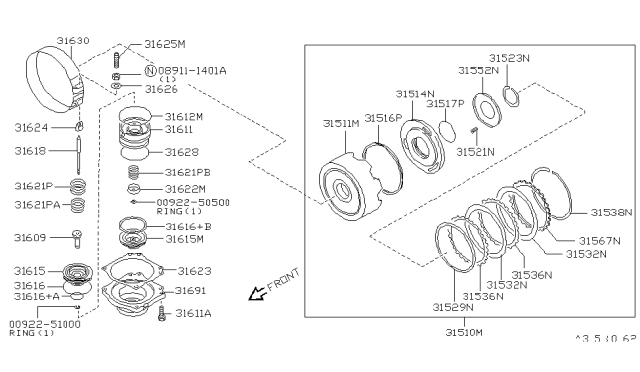 1996 Nissan 240SX Clutch & Band Servo Diagram 3