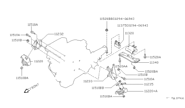 1995 Nissan 240SX Engine & Transmission Mounting Diagram 1