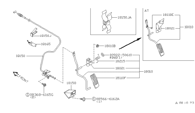 1997 Nissan 240SX Lever Assembly-Pedal Diagram for 18005-70F00