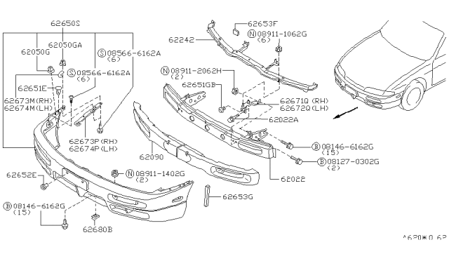 1996 Nissan 240SX Front Bumper Diagram 2