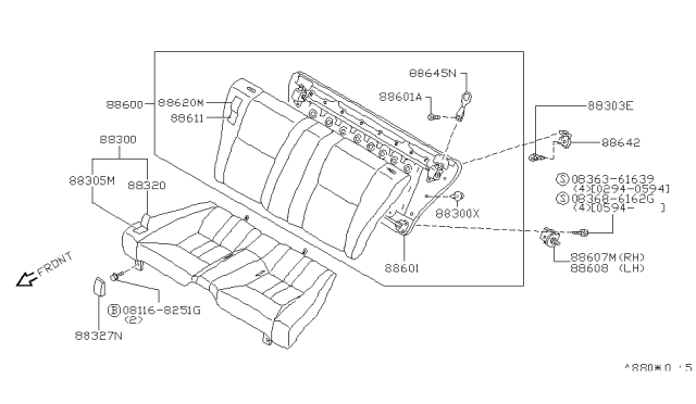 1997 Nissan 240SX Cushion Assy-Rear Seat Diagram for 88300-65F75