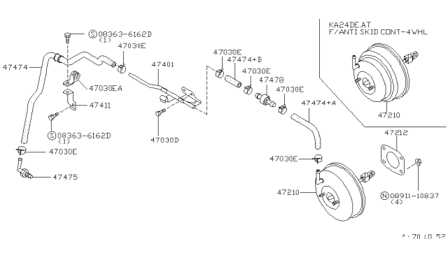 1996 Nissan 240SX Brake Servo & Servo Control Diagram 1