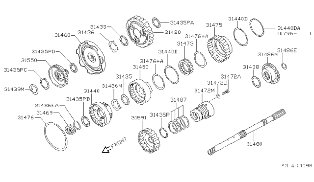 1997 Nissan 240SX Governor,Power Train & Planetary Gear Diagram