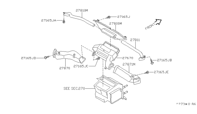 1995 Nissan 240SX Nozzle-Side DEFROSTER Assist Diagram for 27811-70F00