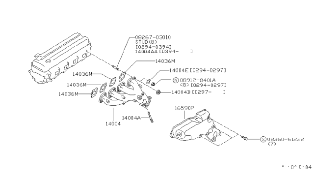 1998 Nissan 240SX Exhaust Manifold Diagram for 14004-70F01