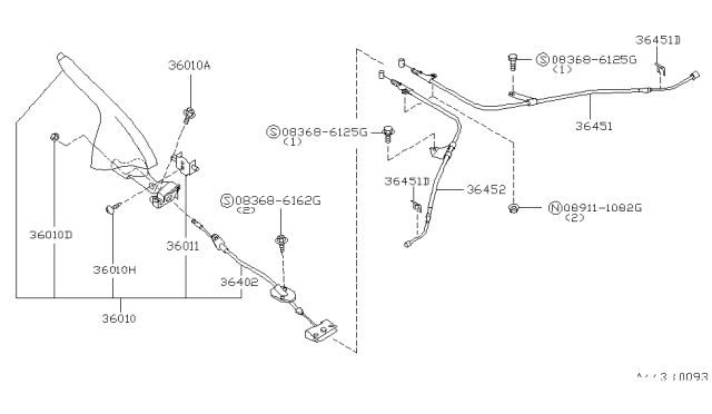 1997 Nissan 240SX Device Assy-Parking Brake Control Diagram for 36010-70F00