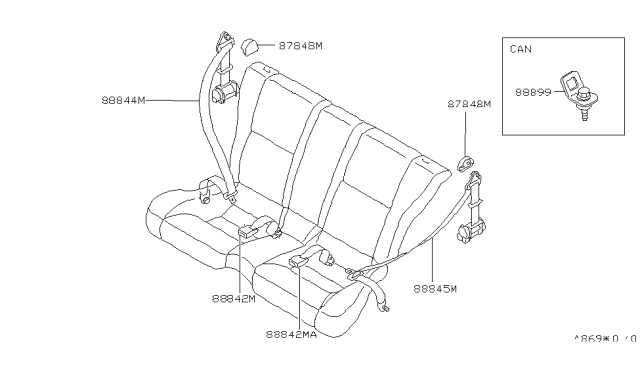 1997 Nissan 240SX Rear Seat Belt Diagram