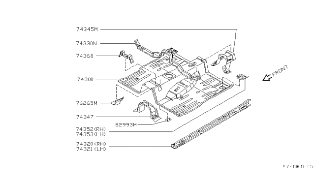 1998 Nissan 240SX Floor-Front Diagram for 74312-70F30