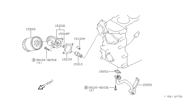 1995 Nissan 240SX Oil Strainer Assembly Diagram for 15050-70F01