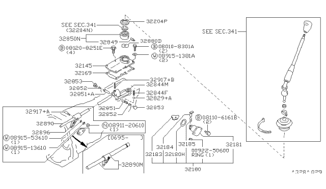 1995 Nissan 240SX Spring-Control Lever Diagram for 32876-03G61