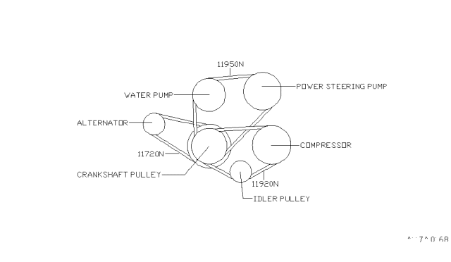 1996 Nissan 240SX Fan,Compressor & Power Steering Belt Diagram