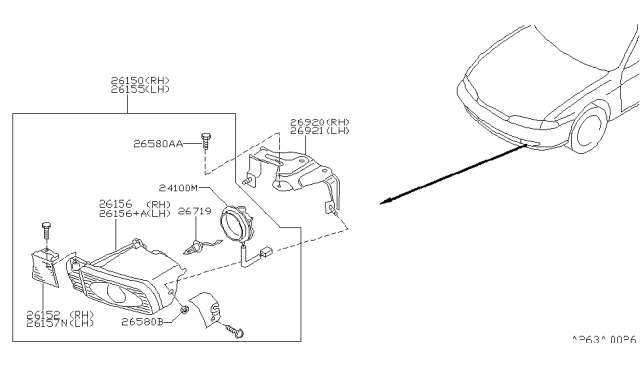 1995 Nissan 240SX Harness Assembly-Fog Lamp Diagram for 26157-65F10