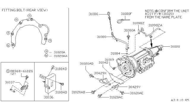 1996 Nissan 240SX Automatic Transmission Assembly Diagram for 310C0-44X63
