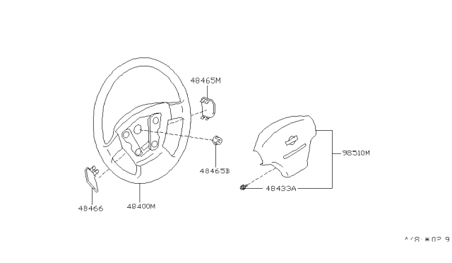 1996 Nissan 240SX Steering Wheel Assembly W/O Pad Diagram for 48430-70F00